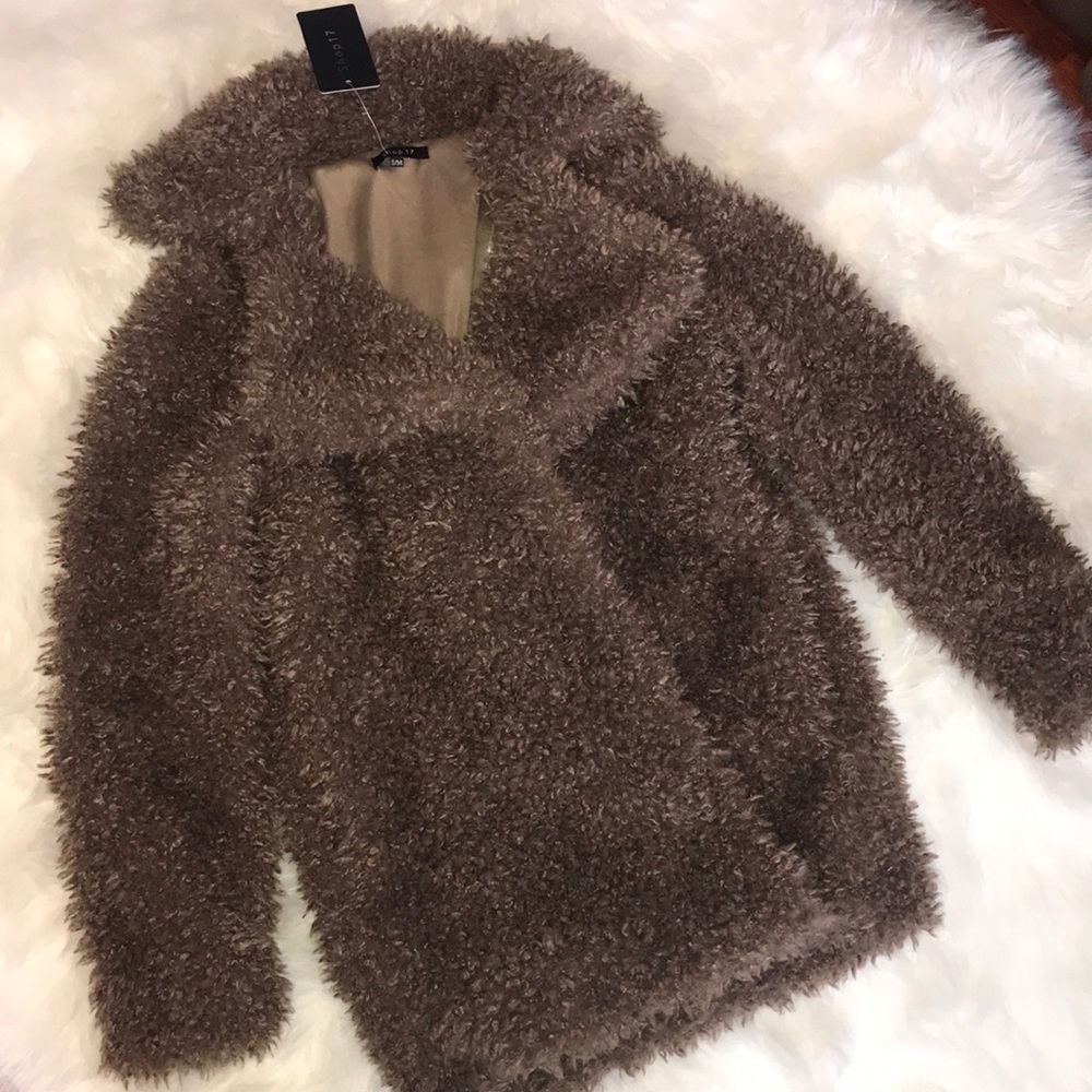 NWT Cozy Brown Faux Fur Jacket S/M